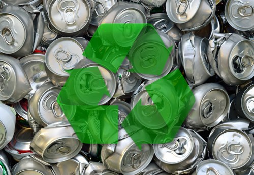 Recycling bins filled with construction debris